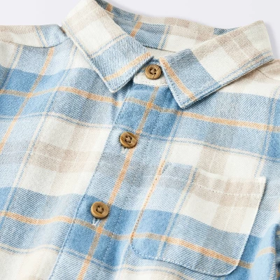 Baby Boys' Flannel Button-Down Top & Pants Set - Cloud Island™ Blue 2 Baby Boys' Flannel Button-Down Top & Pants Set - Cloud Island™ Blue - Image 2