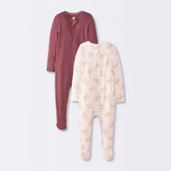 Baby Girls' 2pk Floral Soft Blend Sleep N' Play - Cloud Island™ Burgundy -Cloud Island Outlet Store GUEST 0409410b a941 45c2 ab53 9eeb3071ce45