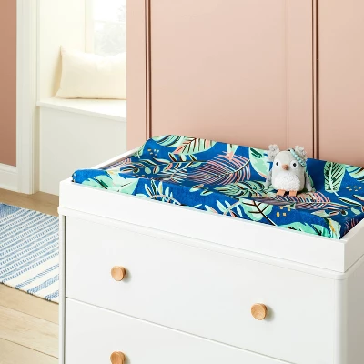 Plush Changing Pad Cover Botanical Print - Cream/Blue/Green - Cloud Island™ 1 Plush Changing Pad Cover Botanical Print - Cream/Blue/Green - Cloud Island™