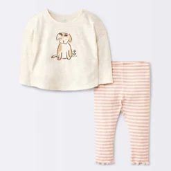 Baby Girls' 2pc Dog Floral Leggings Set - Cloud Island™ Cream -Cloud Island Outlet Store GUEST 0cef83c1 fa30 4020 a74a 757f0742d664