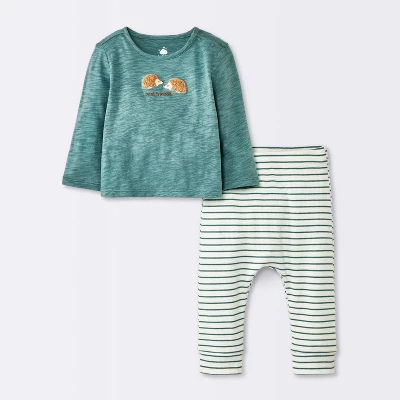 Baby Boys' 2pc Hedgehog Graphic Jogger Pants Set - Cloud Island™ Teal 4 Baby Boys' 2pc Hedgehog Graphic Jogger Pants Set - Cloud Island™ Teal - Image 4
