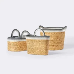 Braided Water Hyacinth Tapered Floor Basket With Coiled Rope Handles - Gray - Cloud Island™ -Cloud Island Outlet Store GUEST 19429f9d 4e11 486f b40a f3f1fb17c34c