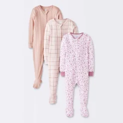 Baby Girls' 3pk Floral Tight Fit Sleep N' Play - Cloud Island™ Peach -Cloud Island Outlet Store GUEST 32f77565 5464 42a9 94aa 4f20d02a6bd8