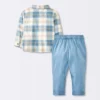 Baby Boys' Flannel Button-Down Top & Pants Set - Cloud Island™ Blue
