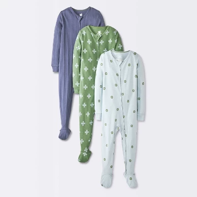 Baby Boys' 3pk Bears Tight Fit Sleep N' Play - Cloud Island™ Blue/Green 4 Baby Boys' 3pk Bears Tight Fit Sleep N' Play - Cloud Island™ Blue/Green - Image 4