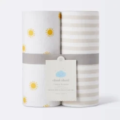 Flannel Swaddle Baby Blankets - Yellow Sun And Stripe - 2pk - Cloud Island™ -Cloud Island Outlet Store GUEST 3d36f01e efe2 4524 972e c2dcdabf32e5