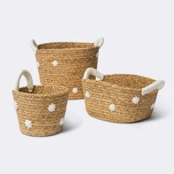 Braided Water Hyacinth With Tufted Embroidery Square Storage Basket - Cloud Island™ -Cloud Island Outlet Store GUEST 45185a1d d101 428b 9a4a 4dce38f9c3eb 1