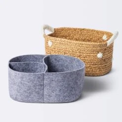 Braided Water Hyacinth With Tufted Embroidery Diaper Caddy Basket - Cloud Island™ -Cloud Island Outlet Store GUEST 4af8ac84 e21a 4e49 9482 b52190eda164