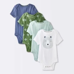 Baby Boys' 4pk Bear Short Sleeve Bodysuits - Cloud Island™ Ivory/Blue/Green -Cloud Island Outlet Store GUEST 5affb536 71ce 42a4 9246 5638e3deebed