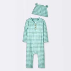 Baby Boys' Jacquard Checkered Romper & Hat - Cloud Island™ Blue -Cloud Island Outlet Store GUEST 5bd228ef f5d1 4b1a 8cd2 129200c07010