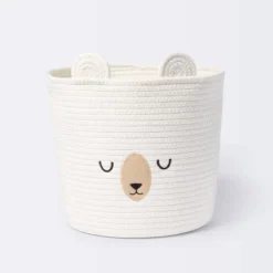 Medium Coiled Rope Round Basket Sleepy Bear - Cream - Cloud Island™ -Cloud Island Outlet Store GUEST 62be5e8c 74ee 4c31 ab9e 027a2e268774