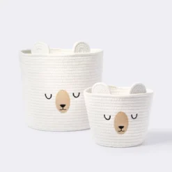 Medium Coiled Rope Round Basket Sleepy Bear - Cream - Cloud Island™ -Cloud Island Outlet Store GUEST 703c8dda 6b78 47a5 a7ee 058a610b984a