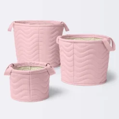 Quilted Fabric Small Round Storage Basket - Light Pink - Cloud Island™ -Cloud Island Outlet Store GUEST 907895a6 dfe9 415c abe2 fbffea3e20d5 1