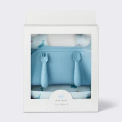 Silicone Bib And Utensil Feeding Set - 4pc - Blue - Cloud Island™ -Cloud Island Outlet Store GUEST 9231de35 34d9 4a0c 9d0e b12c6347253e