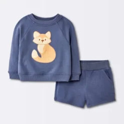 Baby Boys' 2pc Fox Applique Sweatshirt & Shorts Set - Cloud Island™ Navy Blue -Cloud Island Outlet Store GUEST 9cdde992 3628 4450 800b 796e5b61a0da