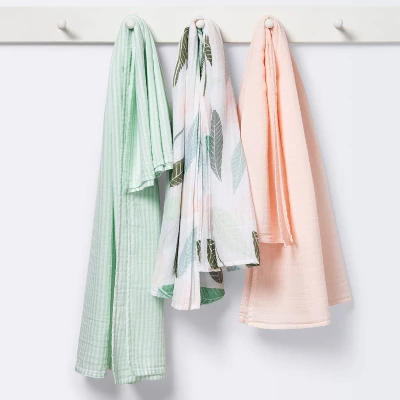 Muslin Swaddle Blankets Blooms - Cloud Island™ 3pk 1 Muslin Swaddle Blankets Blooms - Cloud Island™ 3pk