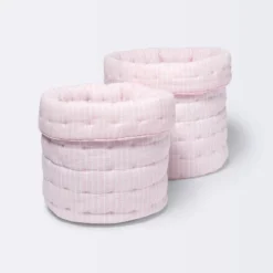 Quilted Gauze Medium Round Storage Bin - Cloud Island™ Pink Stripe -Cloud Island Outlet Store GUEST ac06777e 2a05 4350 b393 154caf98aaa3