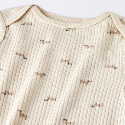 Baby 2pc Weiner Dogs Wide Ribbed Top & Bottom Set - Cloud Island™ Khaki 2 Baby 2pc Weiner Dogs Wide Ribbed Top & Bottom Set - Cloud Island™ Khaki - Image 2