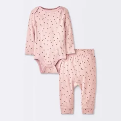 Baby Girls' 2pc Stars Wide Ribbed Long Sleeve Top & Pants Set - Cloud Island™ Pink -Cloud Island Outlet Store GUEST d4ac1b57 b7b8 4062 81a2 5331a0c1f87a