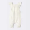 Baby Girls' Striped Gauze Long Legged Romper - Cloud Island™ Cream