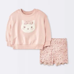 Baby Girls' 2pc Cat Applique Sweatshirt & Bike Shorts Set - Cloud Island™ Pink -Cloud Island Outlet Store GUEST e29995dc f6c7 42d0 886f 3ce8c2f5ffb9