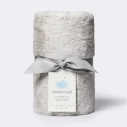 Solid Satin Edge Plush Blanket - Cloud Island™ Gray -Cloud Island Outlet Store GUEST ef58fef4 d999 41d3 8f90 c10a880399a3