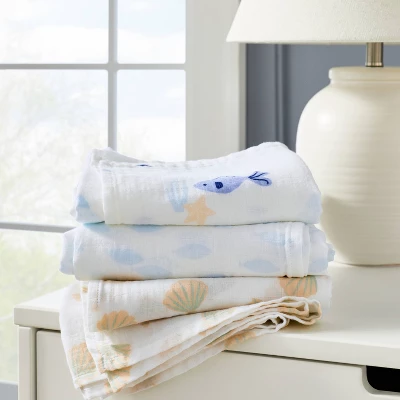 Muslin Swaddle Blankets 3pk - Cloud Island™ Fish 1 Muslin Swaddle Blankets 3pk - Cloud Island™ Fish