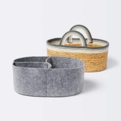 Braided Water Hyacinth Decorative Container With Coiled Rope Handles - Gray - Cloud Island™ -Cloud Island Outlet Store GUEST fc794c5a a9d8 451f 886e 850875b4c360